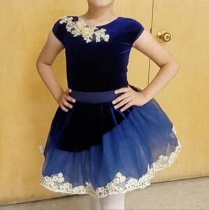 Dress velvet blue girls size 8